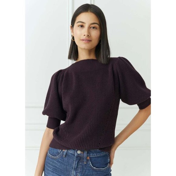 Autumn Cashmere  Shaker Puff Sleeve Copped Sweater Womens Small - Picture 1 of 8